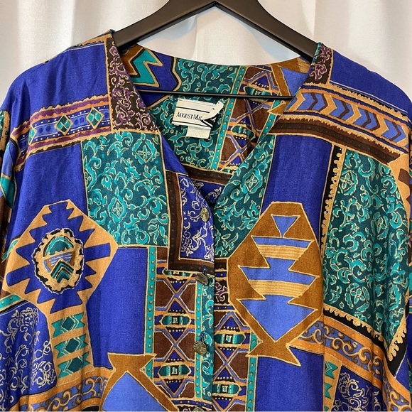 August Max Aztec Lightweight Button Down Shirt - Size 1X - Picture 2 of 9